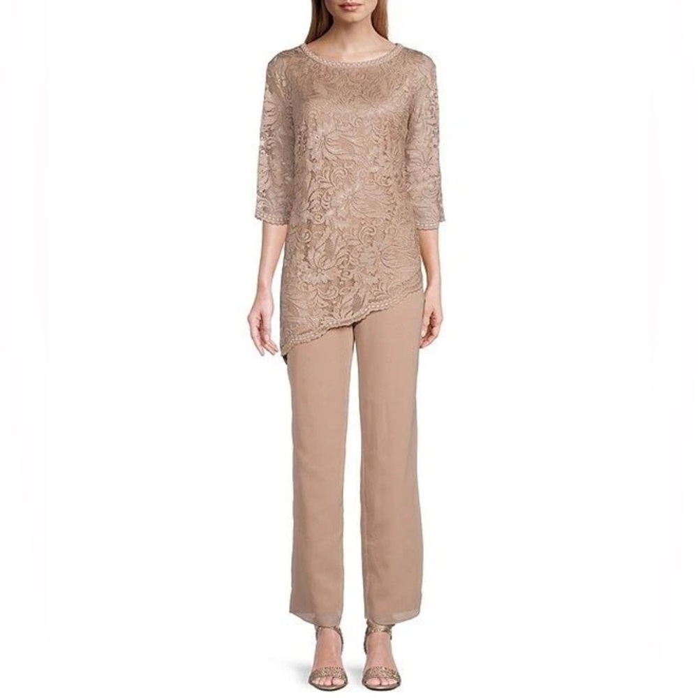 Le Bos 28537 Asymmetrical Lace 2pc Pant Set size 12